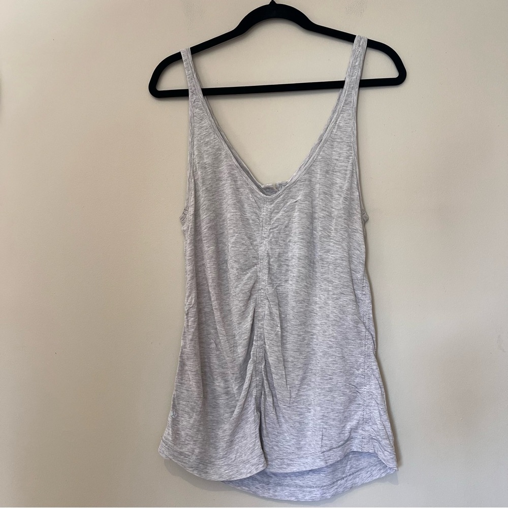Lululemon Heather Light Gray Button Front Top - image 4